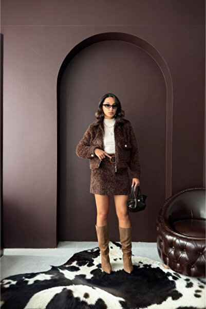 Bare & Bold Faux Fur Look Women's Jacket - Dark Brown