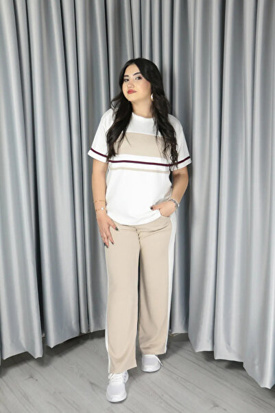 Femella Women Fashion Set de damă din țesătură modală cu detalii cu dungi, ca...