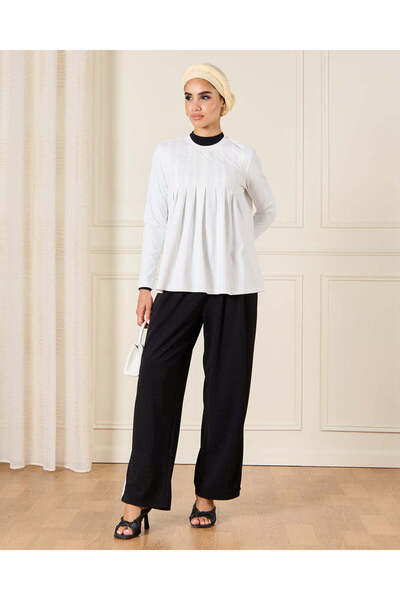 REDTAG Women White Long sleeve Pleated Detailed Blouse