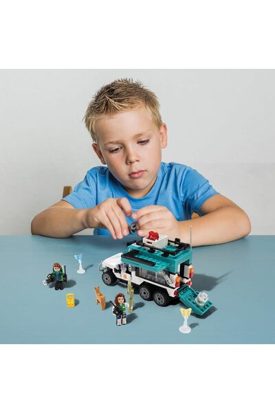 Ogi Mogi Toys Educational Building Blocks – Blue Camping Van with Light (298 Pieces)