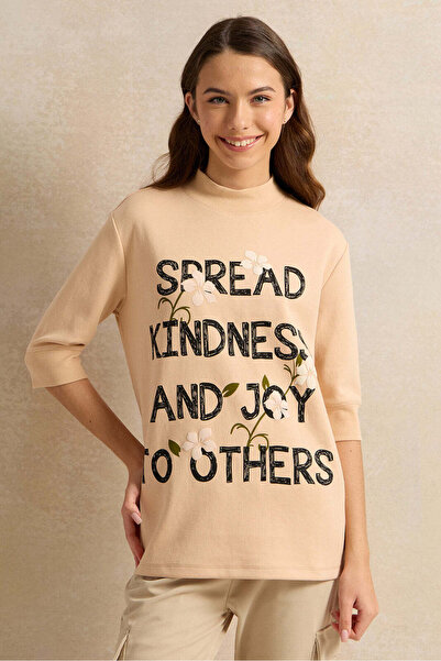 REDTAG Senior Girls Beige Printed Top