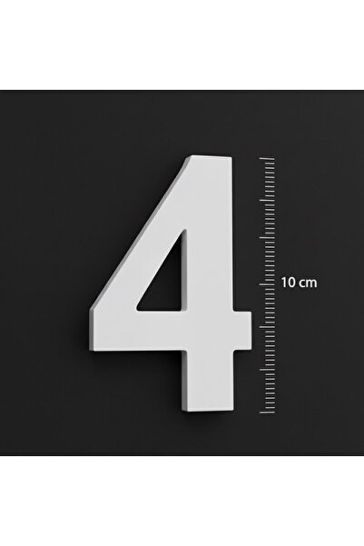 Aras Vizyon Tasarım Kapı Numarası 10 cm NO 4- 3mm Parlak Beyaz Pleksi Yapışka...