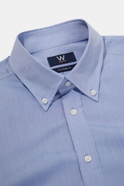 W Collection MAVİ UZUN KOLLU PAMUK/TENSEL GÖMLEK