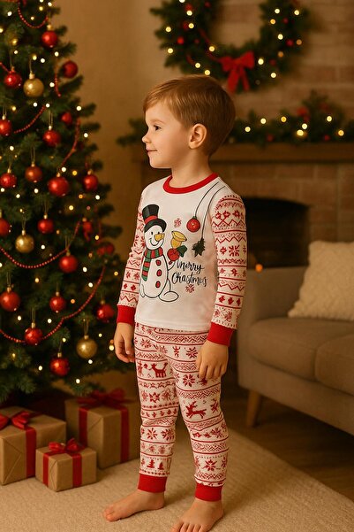 Esterella Girls-Boys Unisex Children's New Year Pajama Set/Christmas Christmas New Year Pajama Set