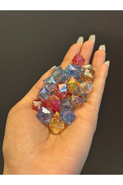 Gönülden Tasarım Комплект от 25 кристални кубчета от пластмаса, 1 см, многоцв...