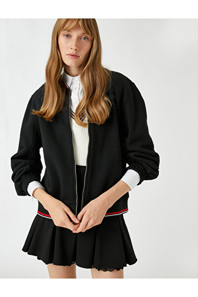 Koton Φούτερ με φερμουάρ Bomber με λεπτομέρεια ρίγες