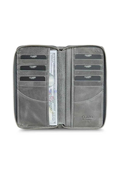 GUARD Antique Gray Zippered Portfolio Wallet