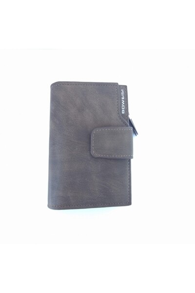 OEM Men's leather wallet, dark brown, 10x12cm