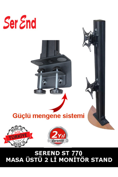 Serend MONİTÖR STAND - DİKEY İKİLİ MONİTÖR STAND - YÜKSEKLİK AYARLI MONİTÖR STAND -ST 770