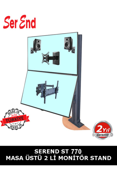 Serend MONİTÖR STAND - DİKEY İKİLİ MONİTÖR STAND - YÜKSEKLİK AYARLI MONİTÖR STAND -ST 770