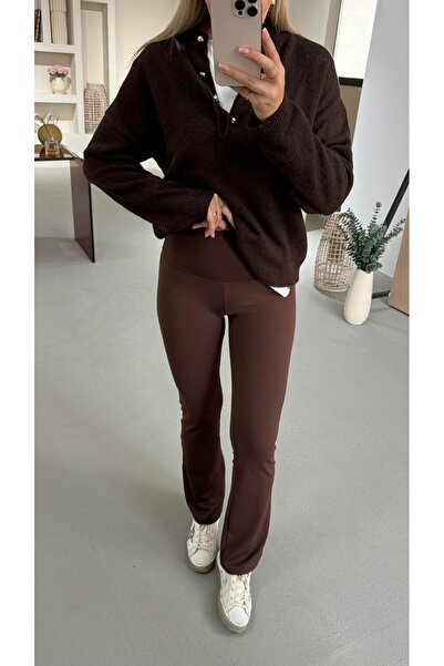 Sezgi Tekin Premium Series Kahve Flare Modal Leggings