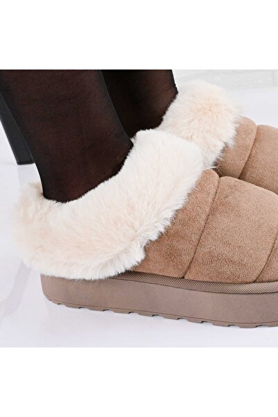 Tmall Women's Slippers, Made of -Suede Leather, With Fur, TM1PD1051, Brown
