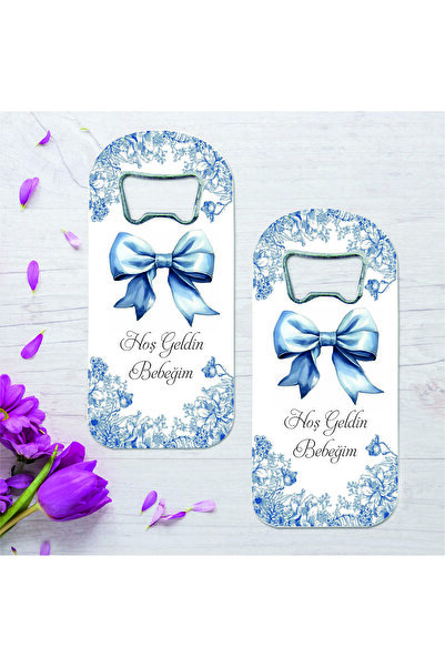 Ege ajans 10 Pieces (with Card and Gelatin) Bow-Patterned Baby Birth Gift Opener Magnet