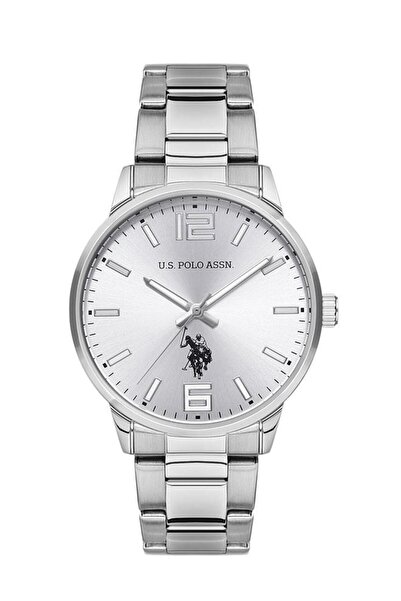 U.S. Polo Assn. ساعة فوندامنتال للرجال فضية مقاس 41 مم - USPA1051-01
