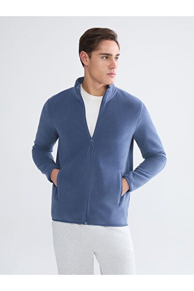 LC Waikiki Lcwaikiki Classic Stand Collar Long Sleeve Fleece Men's Zippered Sweatshirt