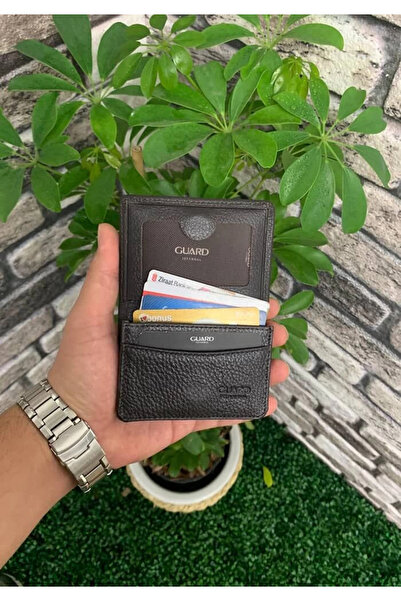 GUARD Mıknatıslı Küçük Boy Kahverengi Deri Kartlık/Kartvizitlik