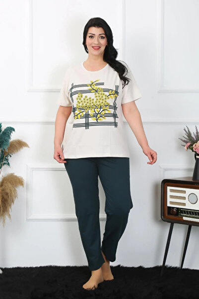 alfa expres Clothing Women's Plus Size Cream Pajama Set