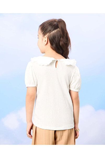 REDTAG Girls White Collared Top