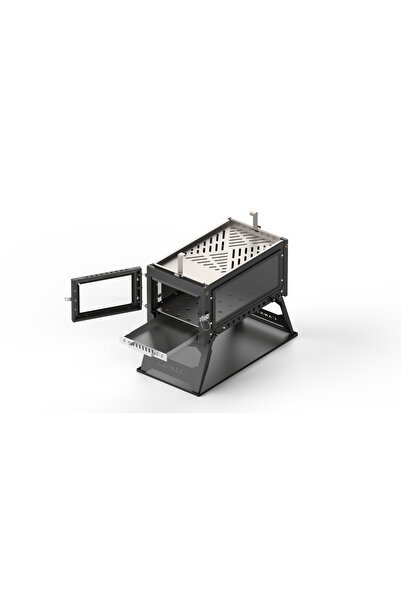 Canszen ZENRON Mangal Izgaralı Katlanır Kamp Sobası | Camlı Portatif Çadır Sobası