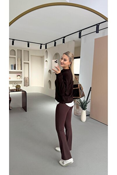 Sezgi Tekin Premium Series Kahve Flare Modal Leggings
