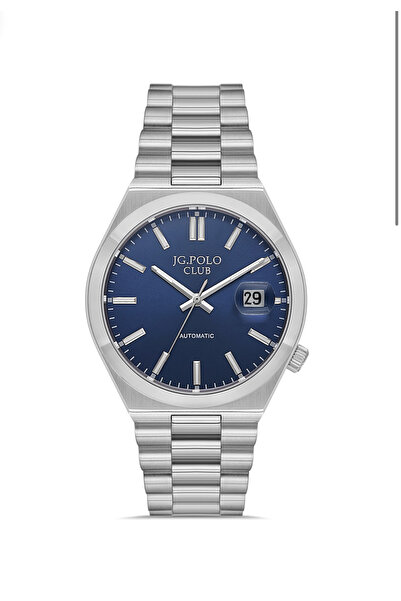 JG. Polo Club Men's Automatic Watch (No Battery), Navy Blue-Silver Color, Case Band Steel, 5 Atm, in Stylish Box