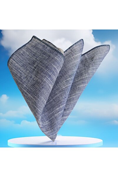 Exve Exclusive Șervețele de buzunar din țesătură de in, cu finisaj albastru și alb, simplu și simplu