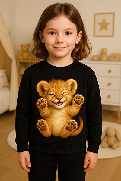 playwear Μακρυμάνικο φούτερ με λαιμόκοψη ποδηλάτου, με σχέδιο ξαπλωμένου λιον...