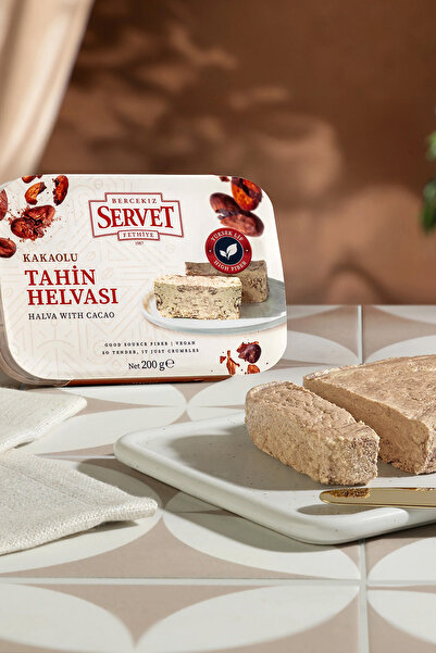 BERCEKIZ SERVET ŞEKERLEME Rafine Şeker İlavesiz Kakaolu Taze Tahin Helvası 200 gr
