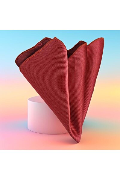 Exve Exclusive Red Self-Striped Plain Jacquard Woven Pocket Lapel Handkerchief