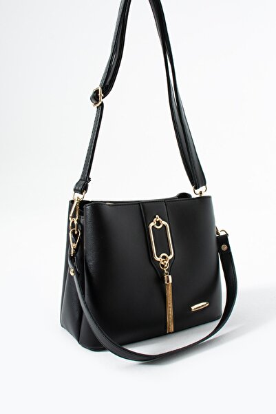 Paul Brand Women's Adjustable Long Strap Soft Leather Multi-Compartment Black Hand and Shoulder Bag Pbs1438