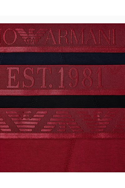 Emporio Armani Men's Elastic Waist Cotton Slim Fit Pack Red Boxer Em000259 Af10780-M5058