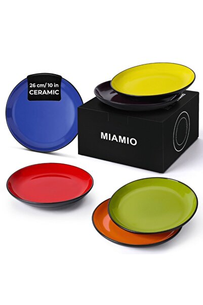 MIAMIO Set of 6 Long plates, Le Papillon collection, ceramic, multicolor, 21 cm