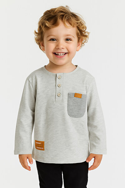Motebarn Wear Boy's Basic Buttoned Front Sweatshirt