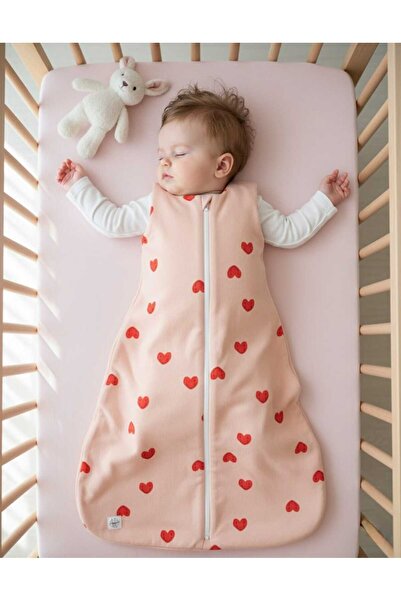 PAMUK HANIM Outlet Winter 3 Tog Bag Baby Girl - Boy Baby-Child Sleeping Bag Sleeveless Zippered / Salmon Heart