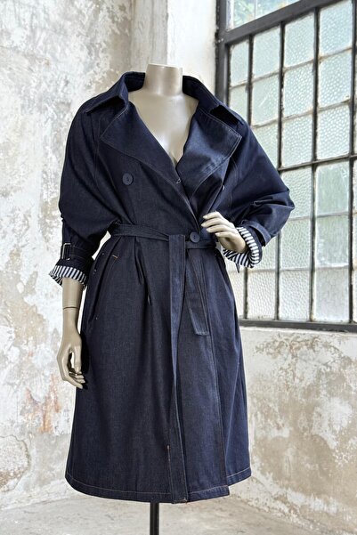 Suziş ТРЕНЧКОТ З ДЖИНСОВОЇ ТКАНИНИ З ПОЛОСКАМИ CR114003