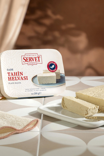 BERCEKIZ SERVET ŞEKERLEME Rafine Şeker İlavesiz Sade Taze Tahin Helvası 200 gr