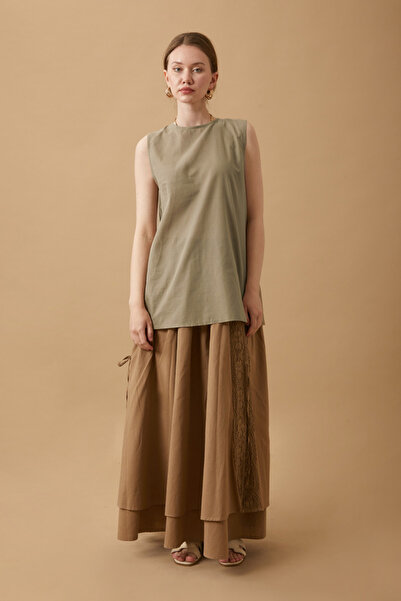 ZÜLAYS Sıfır Kollu Kısa Boy Vual Astar Vizon