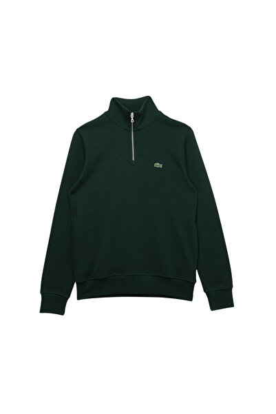 Lacoste Men's Classic Fit Half Zip Dark Green Sweatshirt Sh1927.Yzp
