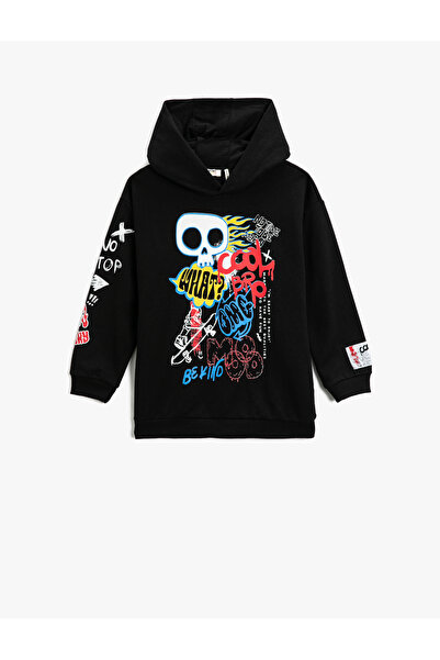 Koton Kapuzenpullover mit Totenkopf-Aufdruck