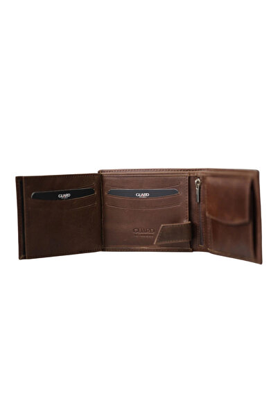 GUARD Crazy Brown Leather Men's Wallet with Coin Compartment