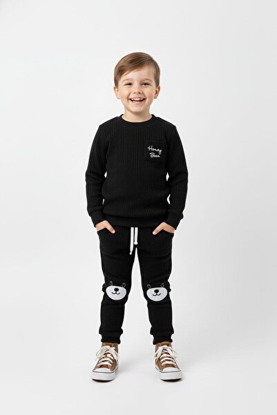 NEWKİDS Teddy Bear Detailed Pocketed Wrinkled Fabric Transitional Boys' Suit