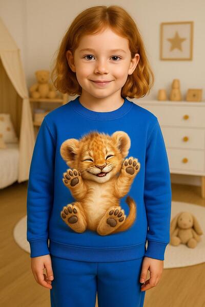 playwear Μακρυμάνικο φούτερ με λαιμόκοψη ποδηλάτου, με σχέδιο ξαπλωμένο λιοντ...