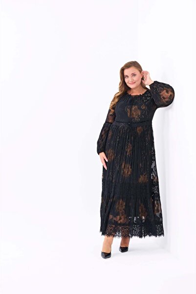 QUİZAS Special Imported Fabric Lace Embroidery and Handcrafted Detailed Crinoline Dress