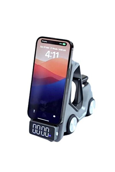 TheMohrim 5-in-1 Car-Shaped Tabletop Wireless Charger for Apple Devices with Alarm Clock & Light