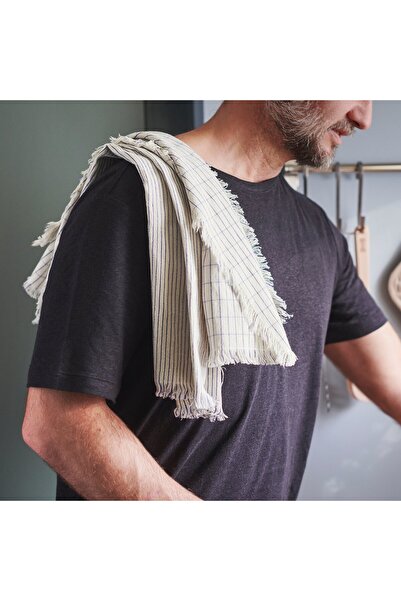 IKEA Tea towel, white/blue patterned, 45 x 60 cm