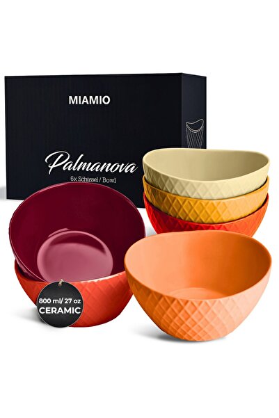 MIAMIO Set of 6 ceramic bowls, Palmanova collection, Magma multicolor, 16x8 cm, 800 ml