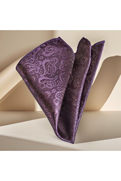 Exve Exclusive Plum on Purple Self-Woven Patterned Pocket Lapel Handkerchief