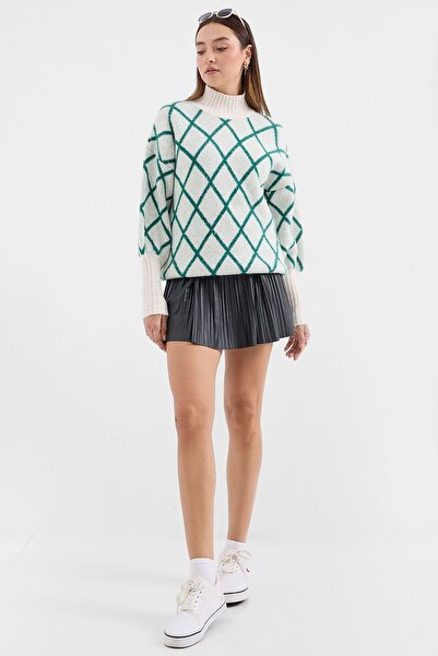 Hiccup Bdart Geometric Patterned Oversized Knitwear Sweater