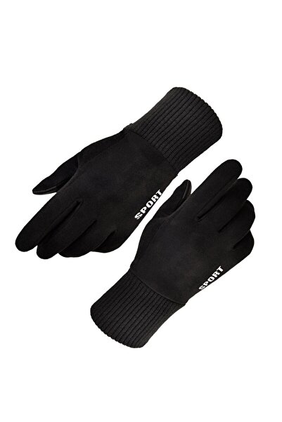 Techsuit Suede Unisex Touchscreen Gloves, faux leather, black, ST0009