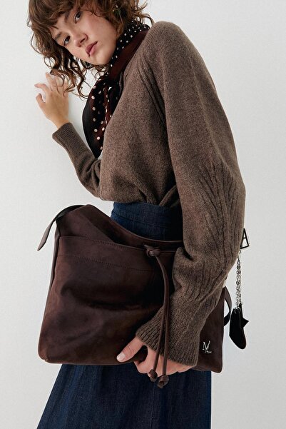 MARKALİSTE Petra Süet Deri Çanta Kahverengi